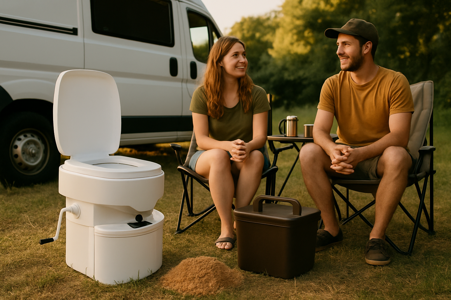 Mobile Trenntoilette im Festival-Zelt mit bunter Festival-Ausrüstung