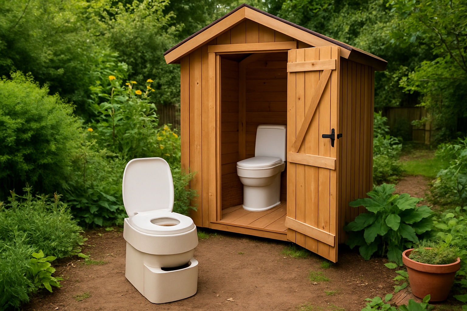 Trenntoilette in einem Gartenhaus installiert