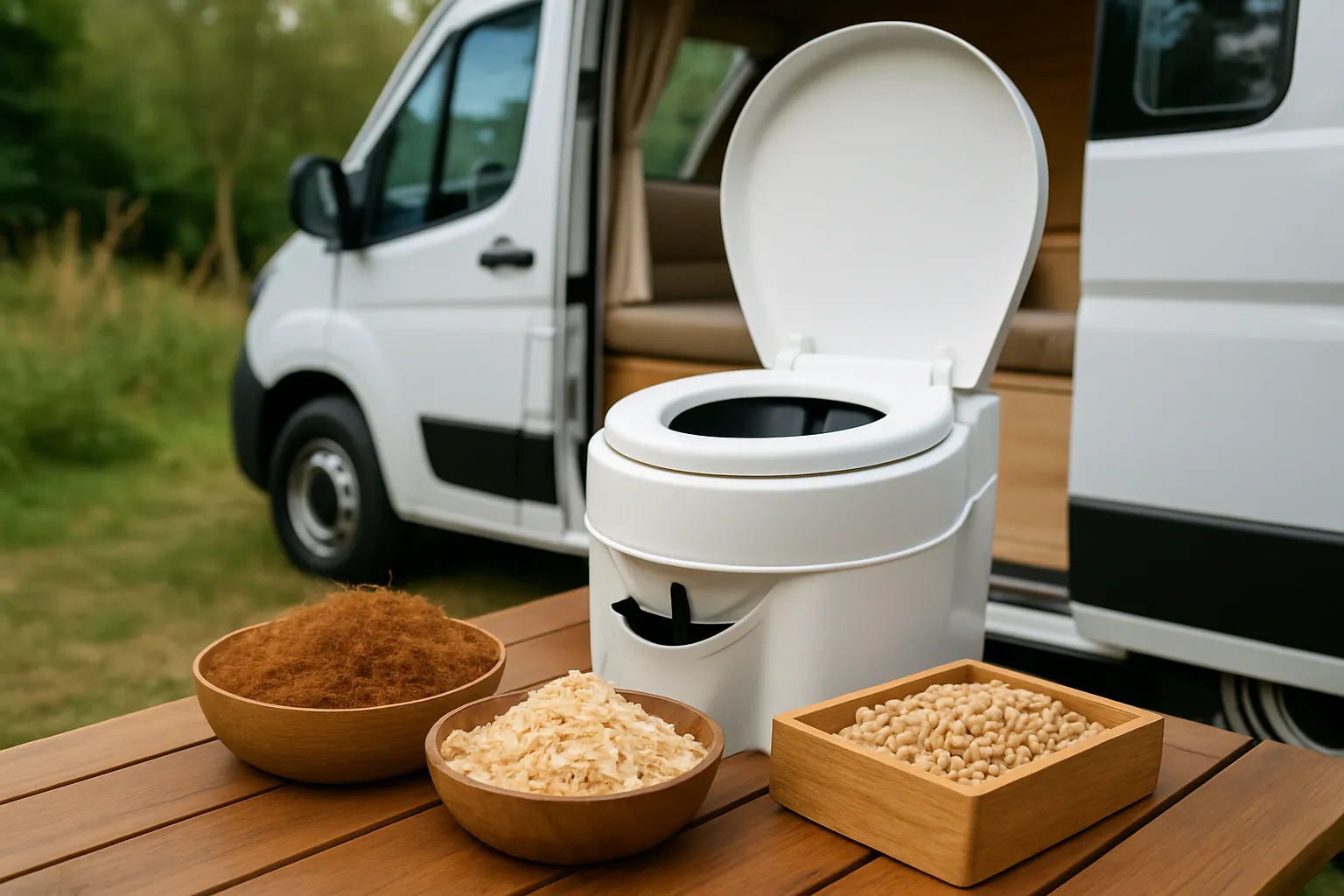 Verschiedene Streugut-Arten für Trenntoiletten im Vergleich