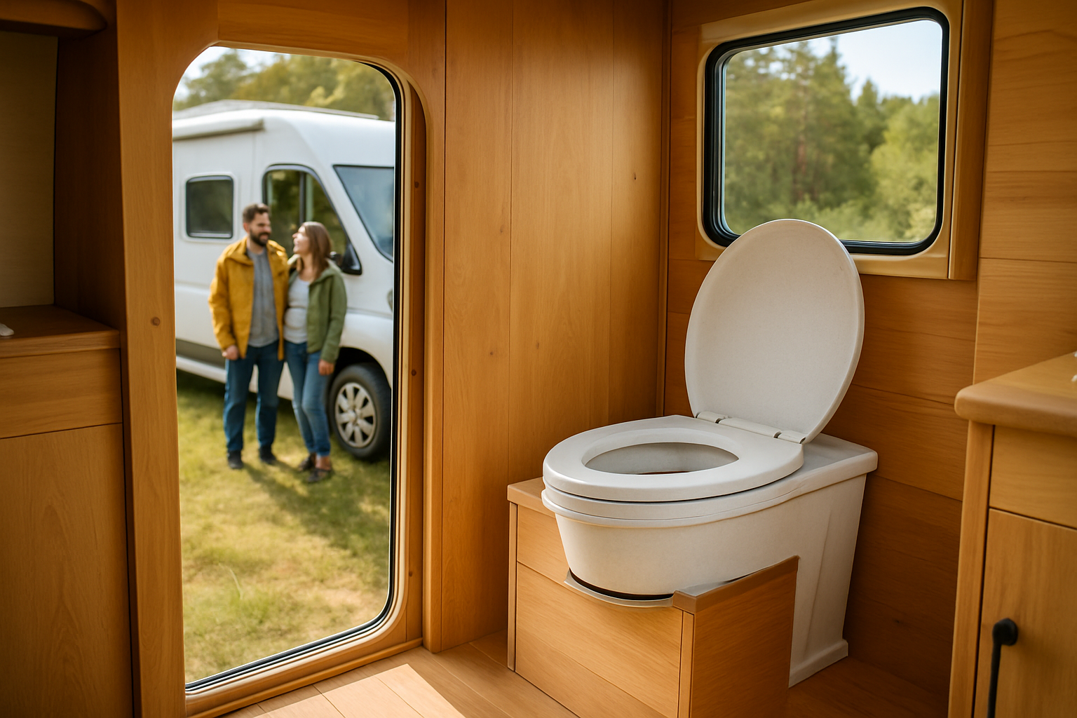 Moderne Trenntoilette in einem Wohnmobil installiert